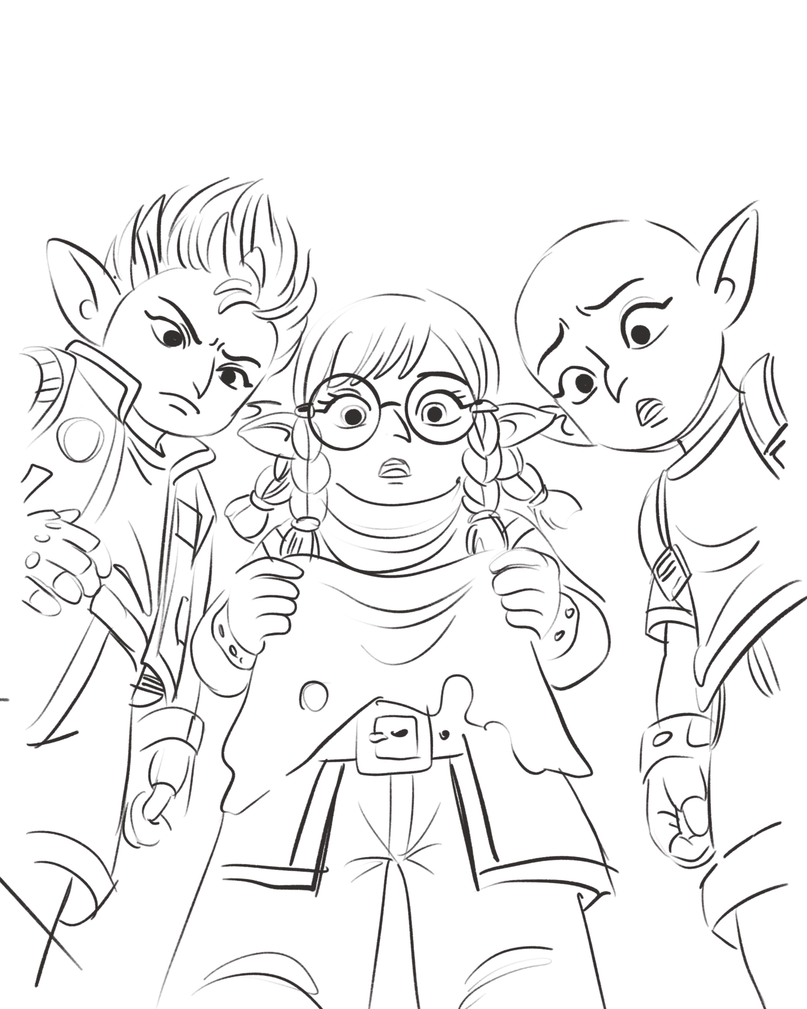 Gizmo, Zippy, and Whirligig in the Pass-Through Pen — sketch